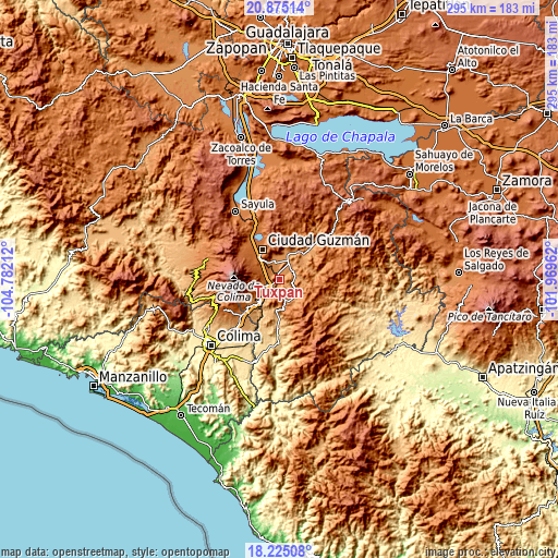 Topographic map of Tuxpan