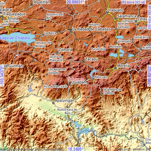 Topographic map of Turícuaro