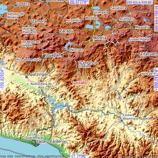 Topographic map of Turicato