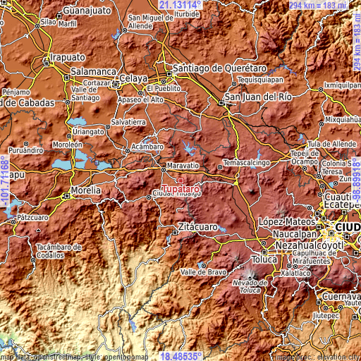 Topographic map of Tupátaro