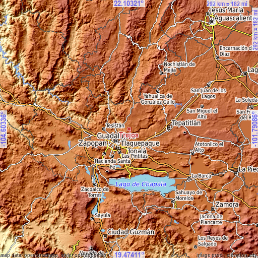 Topographic map of Trejos