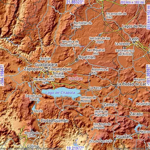 Topographic map of Tototlán