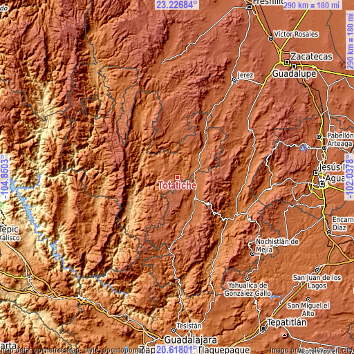 Topographic map of Totatiche