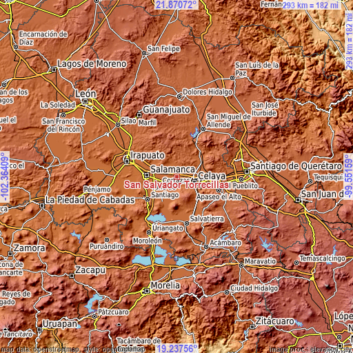 Topographic map of San Salvador Torrecillas