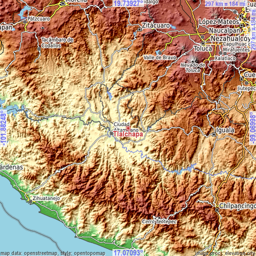 Topographic map of Tlalchapa