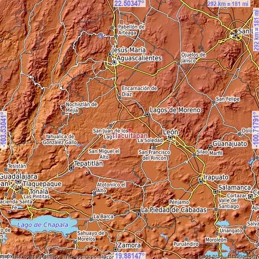 Topographic map of Tlacuitapan