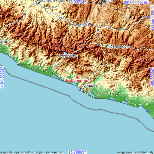 Topographic map of Tixtlancingo