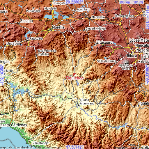 Topographic map of Tiquicheo