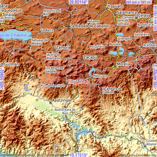 Topographic map of Tingambato