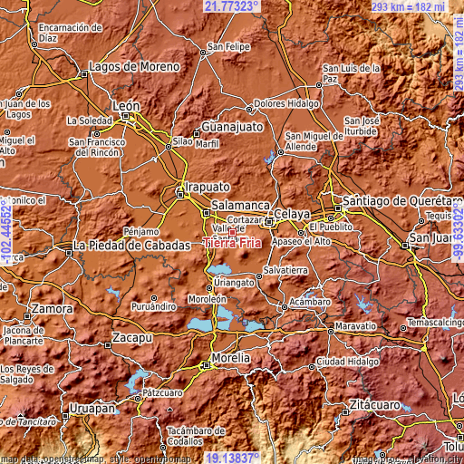 Topographic map of Tierra Fría