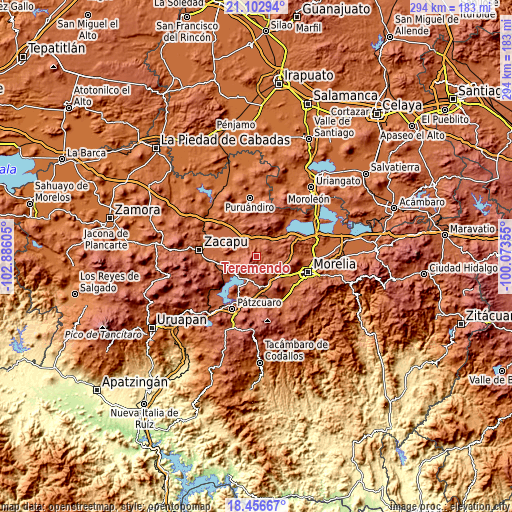 Topographic map of Teremendo