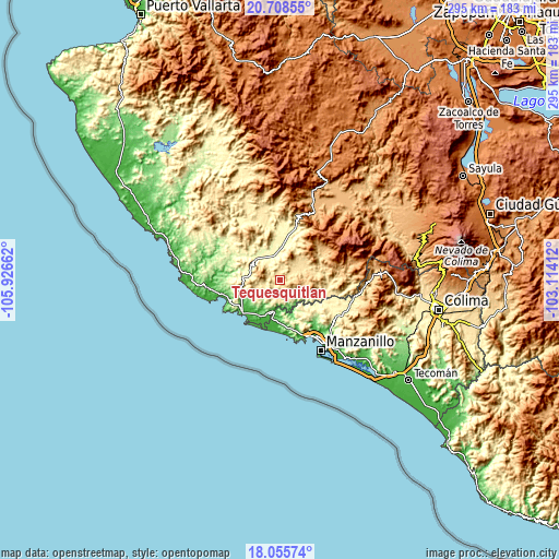 Topographic map of Tequesquitlán