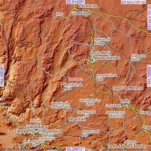 Topographic map of Tepusco