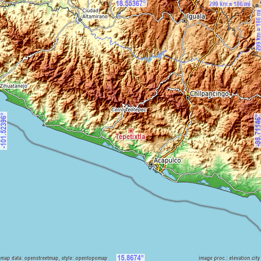 Topographic map of Tepetixtla