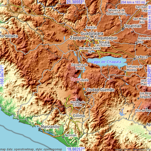 Topographic map of Tepec