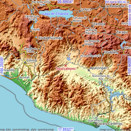 Topographic map of Tepalcatepec