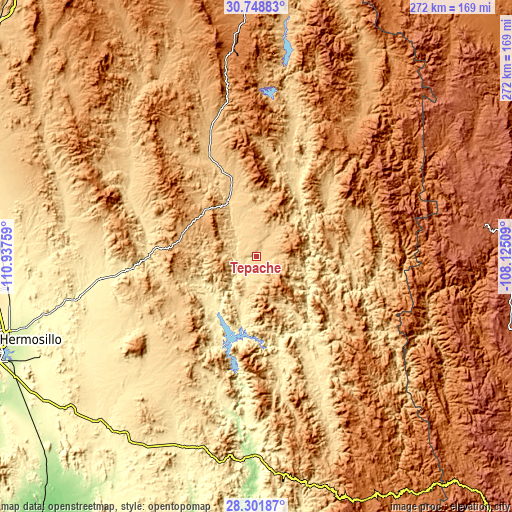 Topographic map of Tepache