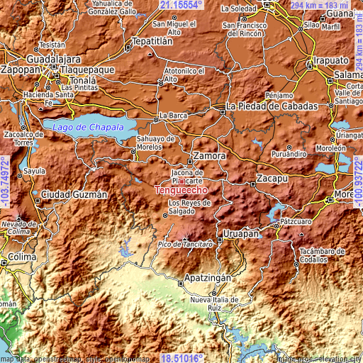 Topographic map of Tengüecho