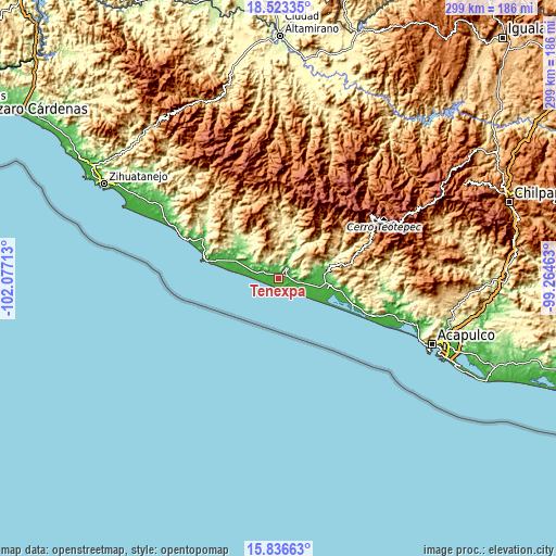 Topographic map of Tenexpa