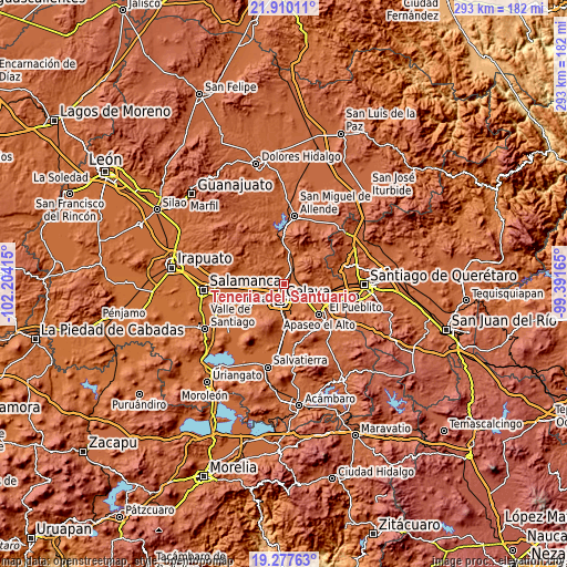 Topographic map of Tenería del Santuario