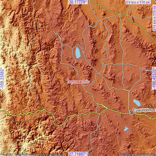 Topographic map of Temósachic