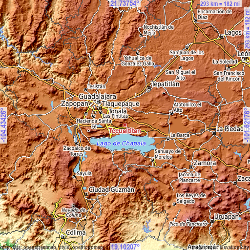 Topographic map of Tecualtitán
