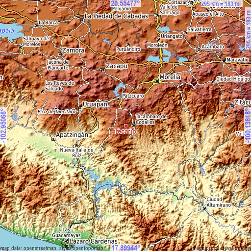 Topographic map of Tecario