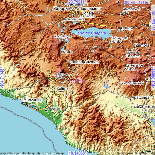 Topographic map of Tecalitlán