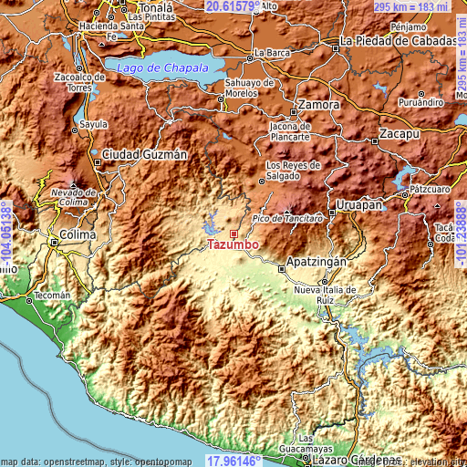 Topographic map of Tazumbo