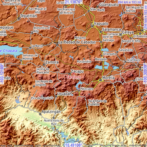 Topographic map of Tarejero