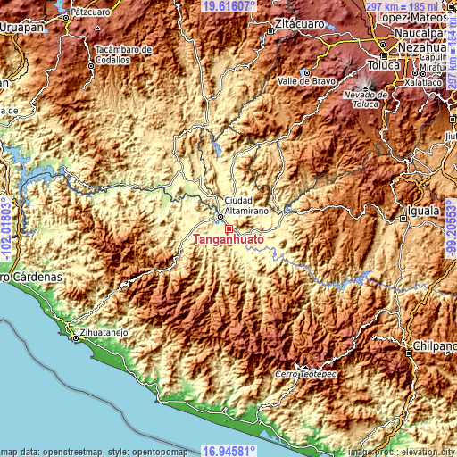 Topographic map of Tanganhuato