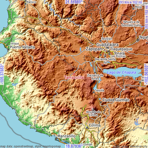 Topographic map of Tamazulita