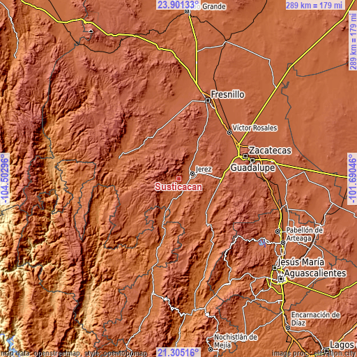 Topographic map of Susticacán