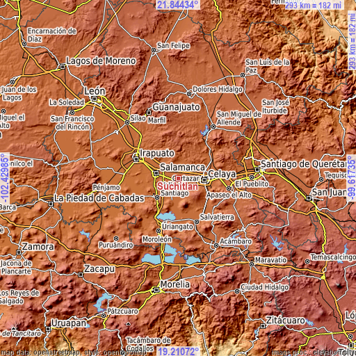 Topographic map of Suchitlán