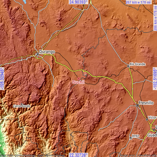 Topographic map of Súchil