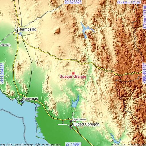 Topographic map of Suaqui Grande