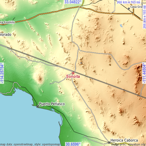 Topographic map of Sonoita