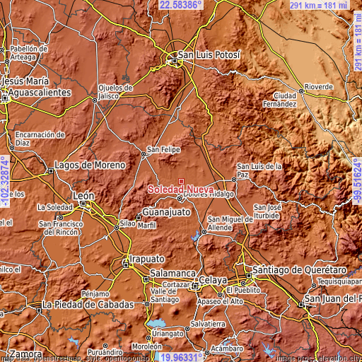 Topographic map of Soledad Nueva