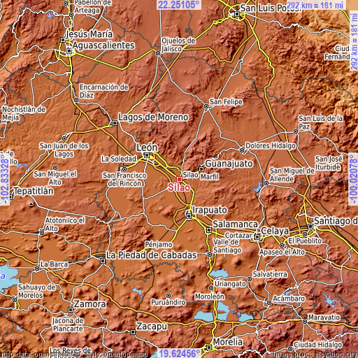 Topographic map of Silao