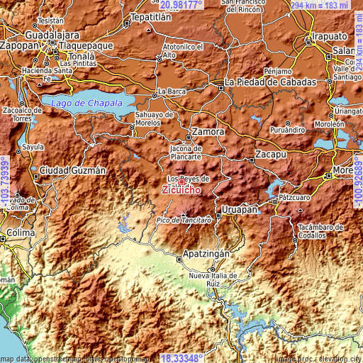 Topographic map of Zicuicho