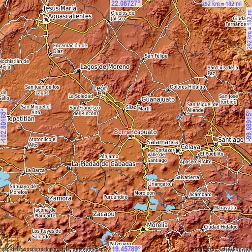 Topographic map of Serrano