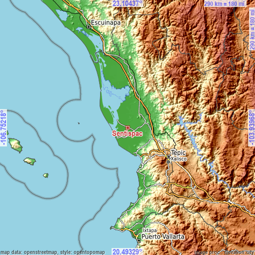 Topographic map of Sentispac