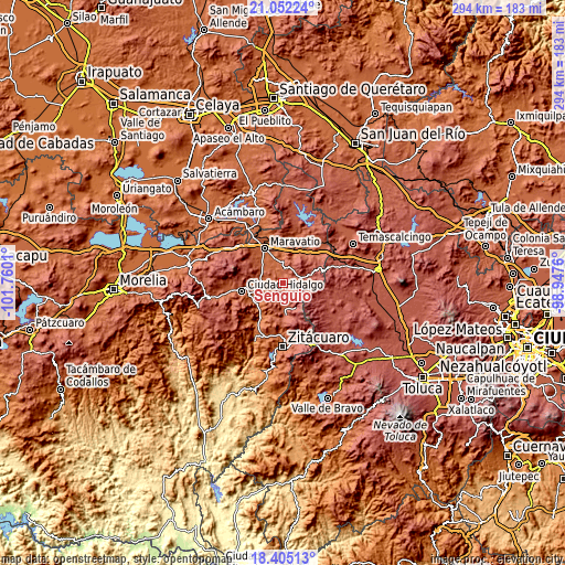 Topographic map of Senguio