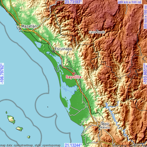 Topographic map of Sayulilla