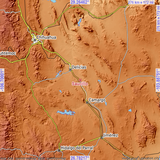 Topographic map of Saucillo