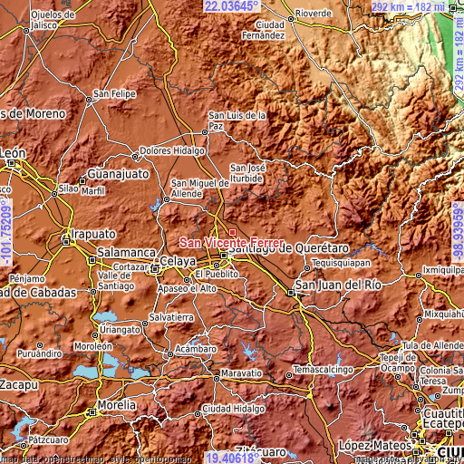 Topographic map of San Vicente Ferrer