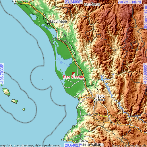 Topographic map of San Vicente