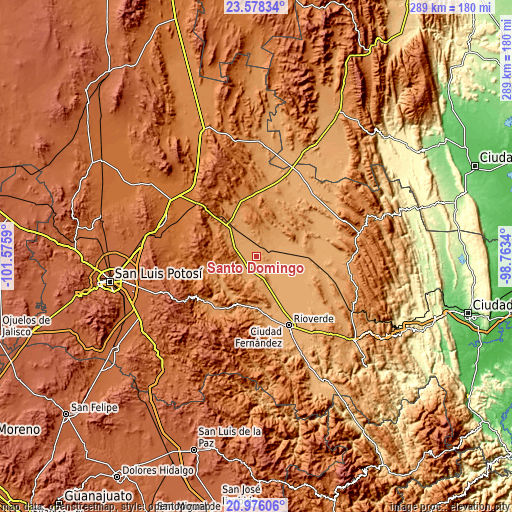 Topographic map of Santo Domingo