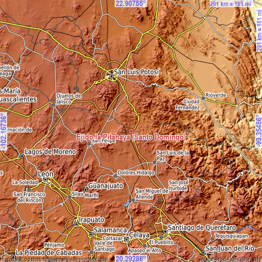 Topographic map of Ejido la Pitahaya (Santo Domingo)