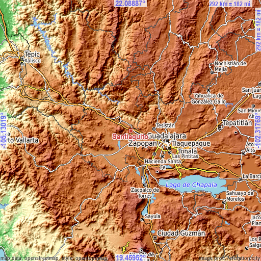 Topographic map of Santiaguito